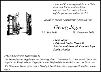 Anzeige von Georg Jäger von Kölner Stadt-Anzeiger / Kölnische Rundschau / Express