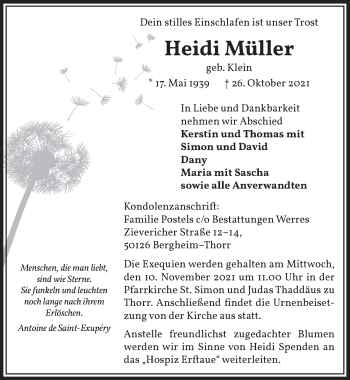 Anzeige von Heidi Müller von  Werbepost 