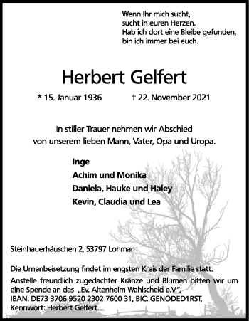 Anzeige von Herbert Geifert von Kölner Stadt-Anzeiger / Kölnische Rundschau / Express