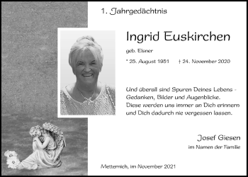 Anzeige von Ingrid Euskirchen von  Blickpunkt Euskirchen 