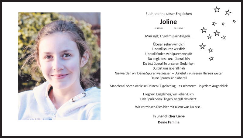  Traueranzeige für Joline Schöngen vom 06.11.2021 aus Kölner Stadt-Anzeiger / Kölnische Rundschau / Express