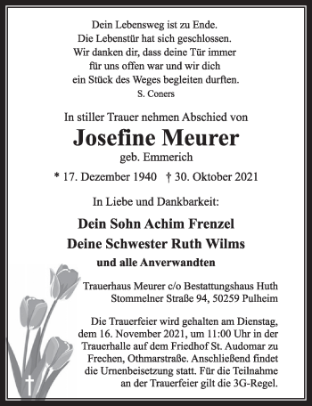 Anzeige von Josefine Meurer von  Wochenende 