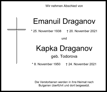 Anzeige von Kapka Draganov von Kölner Stadt-Anzeiger / Kölnische Rundschau / Express