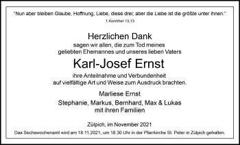 Anzeige von Karl-Josef Ernst von Kölner Stadt-Anzeiger / Kölnische Rundschau / Express