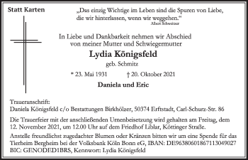 Anzeige von Lydia Königsfeld von  Wochenende  Werbepost 