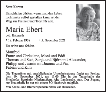 Anzeige von Maria Ebert von  Werbepost 