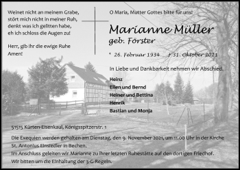 Anzeige von Marianne Müller von Kölner Stadt-Anzeiger / Kölnische Rundschau / Express
