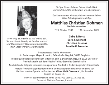 Anzeige von Matthias Christian Dohmen von  Werbepost 