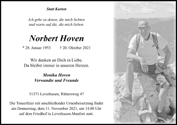 Anzeige von Norbert Hoven von Kölner Stadt-Anzeiger / Kölnische Rundschau / Express