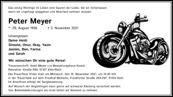Anzeige von Peter Meyer von Kölner Stadt-Anzeiger / Kölnische Rundschau / Express