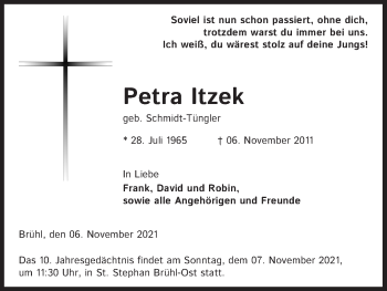 Anzeige von Petra Itzek von Kölner Stadt-Anzeiger / Kölnische Rundschau / Express