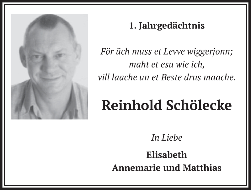  Traueranzeige für Reinhold Schölecke vom 18.07.2023 aus  Wochenende 