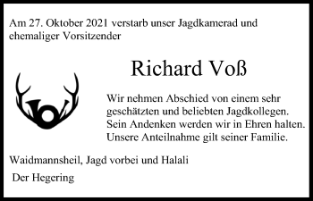 Anzeige von Richard Voß von Kölner Stadt-Anzeiger / Kölnische Rundschau / Express