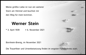 Anzeige von Werner Stein von Kölner Stadt-Anzeiger / Kölnische Rundschau / Express