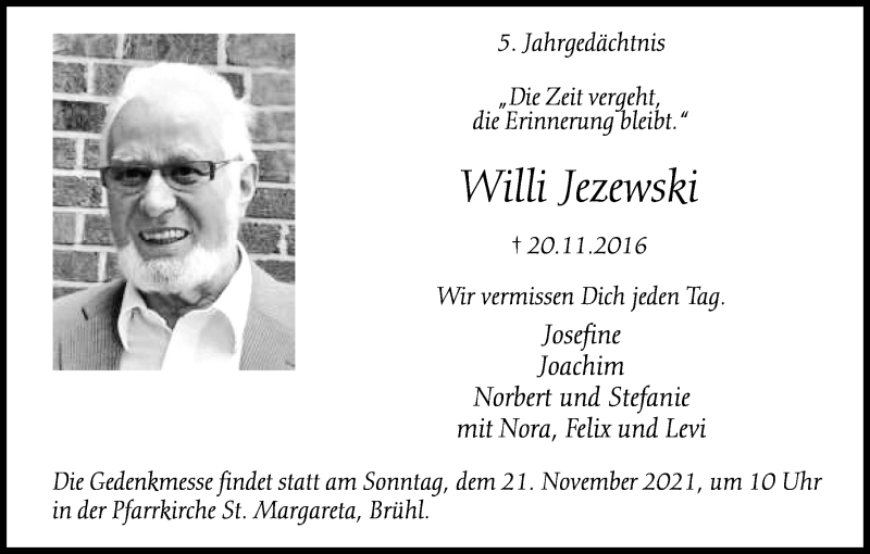  Traueranzeige für Willi Jezewski vom 18.07.2023 aus Kölner Stadt-Anzeiger / Kölnische Rundschau / Express