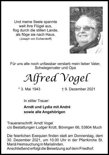 Anzeige von Alfred Vogel von  Bergisches Handelsblatt 