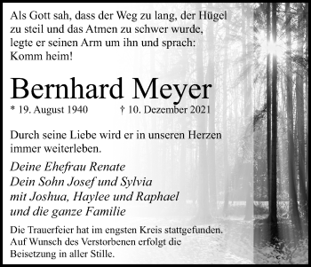 Anzeige von Bernhard Meyer von Kölner Stadt-Anzeiger / Kölnische Rundschau / Express