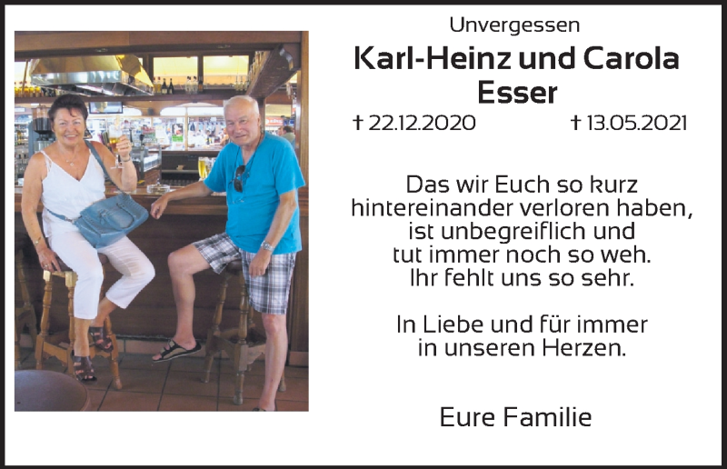  Traueranzeige für Carola Esser vom 24.12.2021 aus Kölner Stadt-Anzeiger / Kölnische Rundschau / Express