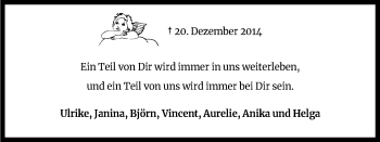 Anzeige von Ein Teil von Dir wird immer in uns weiterleben  von Kölner Stadt-Anzeiger / Kölnische Rundschau / Express