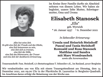 Anzeige von Elisabeth Stanosek von  Werbepost 