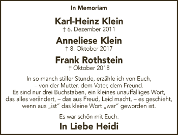 Anzeige von Frank Rothstein von  Lokalanzeiger 