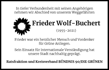 Anzeige von Frieder Wolf-Buchert von Kölner Stadt-Anzeiger / Kölnische Rundschau / Express