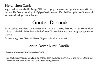 Anzeige von Günter Domnik von  Schaufenster/Blickpunkt 