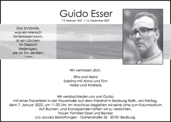 Anzeige von Guido Esser von  Werbepost 