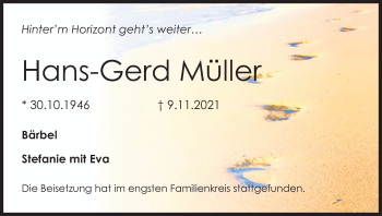 Anzeige von Hans-Gerd Müller von Kölner Stadt-Anzeiger / Kölnische Rundschau / Express