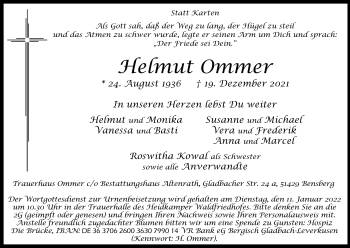 Anzeige von Helmut Ommer von Kölner Stadt-Anzeiger / Kölnische Rundschau / Express