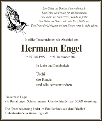 Anzeige von Hermann Engel von  Schlossbote/Werbekurier 