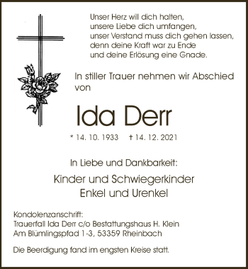 Anzeige von Ida Derr von  Schaufenster/Blickpunkt 