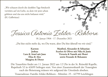 Anzeige von Jessica Antonia Zelder-Rehborn von  Lokale Informationen 