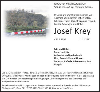 Anzeige von Josef Krey von Kölner Stadt-Anzeiger / Kölnische Rundschau / Express