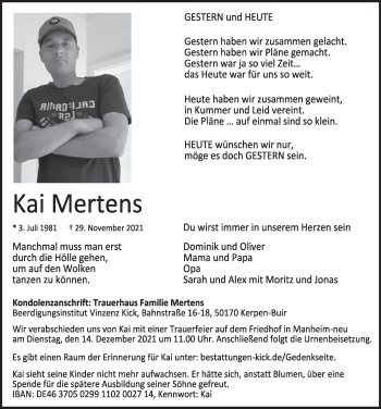 Anzeige von Kai Mertens von  Werbepost 
