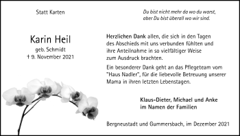 Anzeige von Karin Heil von Kölner Stadt-Anzeiger / Kölnische Rundschau / Express