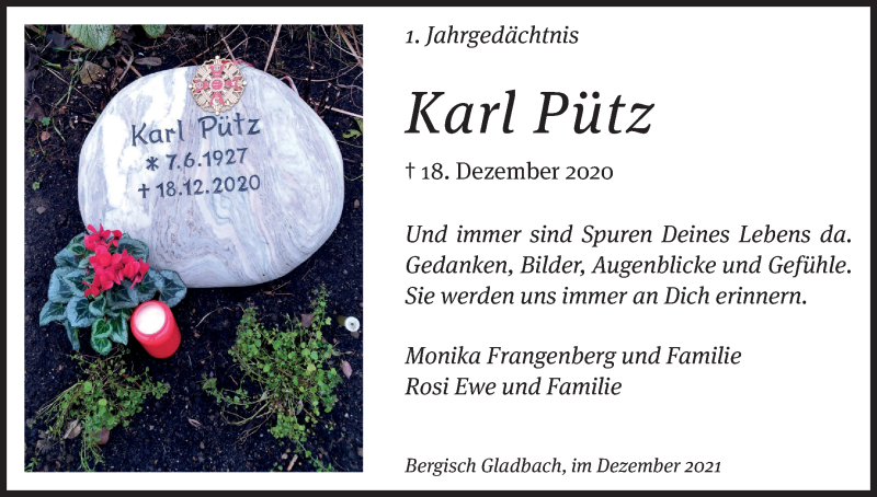  Traueranzeige für Karl Pütz vom 18.07.2023 aus Kölner Stadt-Anzeiger / Kölnische Rundschau / Express