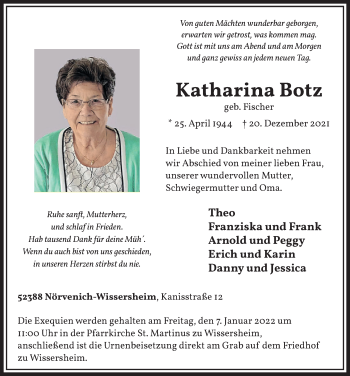 Anzeige von Katharina Botz von  Werbepost 
