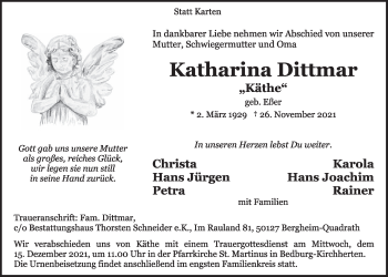 Anzeige von Katharina Dittmar von  Werbepost 