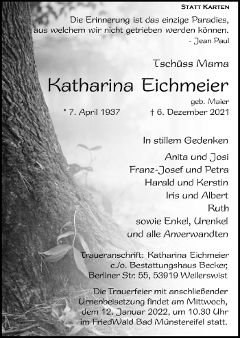 Anzeige von Katharina Eichmeier von  Blickpunkt Euskirchen 