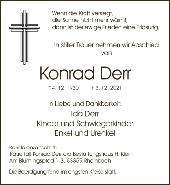Anzeige von Konrad Derr von  Schaufenster/Blickpunkt 