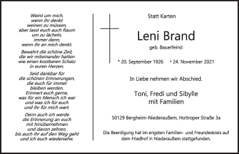 Anzeige von Leni Brand von  Werbepost 