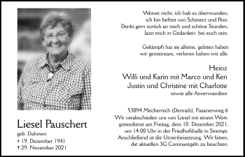 Anzeige von Liesel Pauschert von  Blickpunkt Euskirchen 
