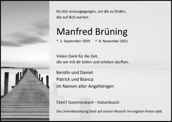Anzeige von Manfred Brüning von Kölner Stadt-Anzeiger / Kölnische Rundschau / Express
