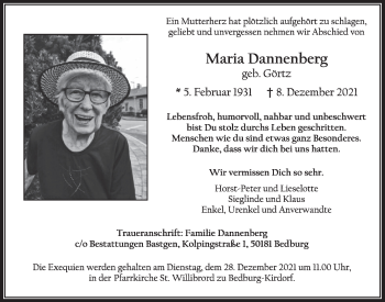Anzeige von Maria Dannenberg von  Werbepost 