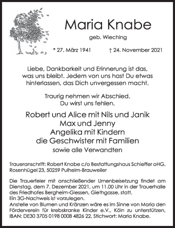 Anzeige von Maria Knabe von  Werbepost 