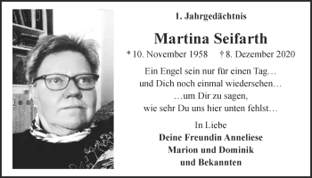 Anzeige von Martina Seifarth von  Kölner Wochenspiegel 