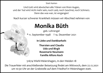 Anzeige von Monika Büth von  Anzeigen Echo 