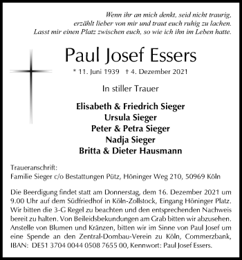 Anzeige von Paul Josef Essers von Kölner Stadt-Anzeiger / Kölnische Rundschau / Express