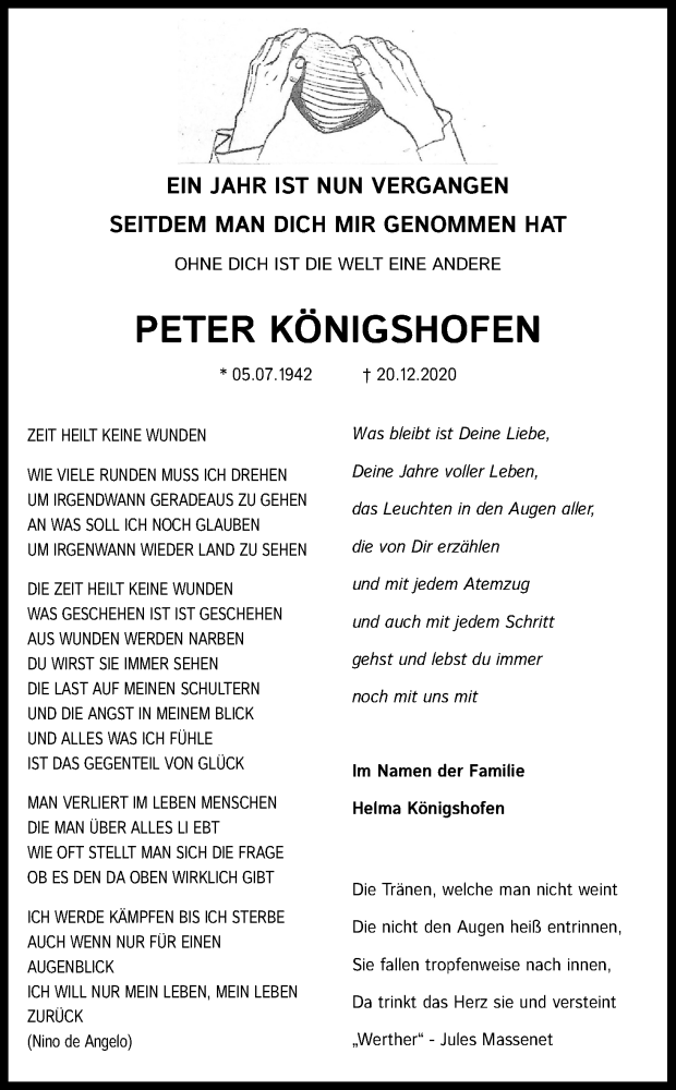  Traueranzeige für Peter Königshofen vom 20.12.2021 aus Kölner Stadt-Anzeiger / Kölnische Rundschau / Express